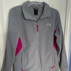 THE NORTH FACE grey and pink fleece jacket